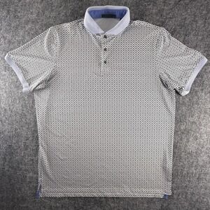 Greyson Polo Shirt Mens XL White Blue Geometric Golf Performance Stretch